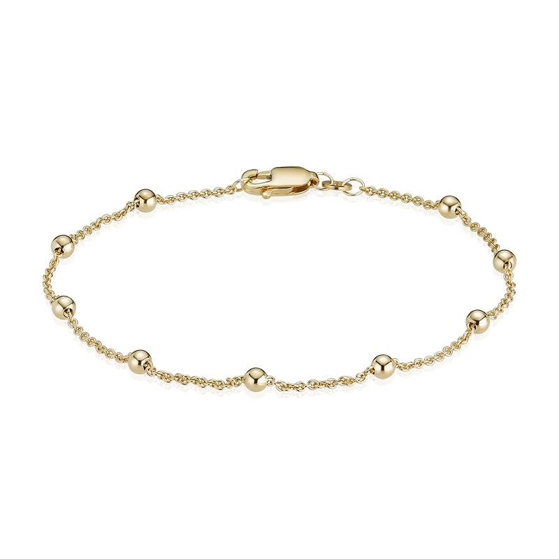 BNH kuglekæde armbånd i 8 kt guld 1,3 mm 17–21 cm